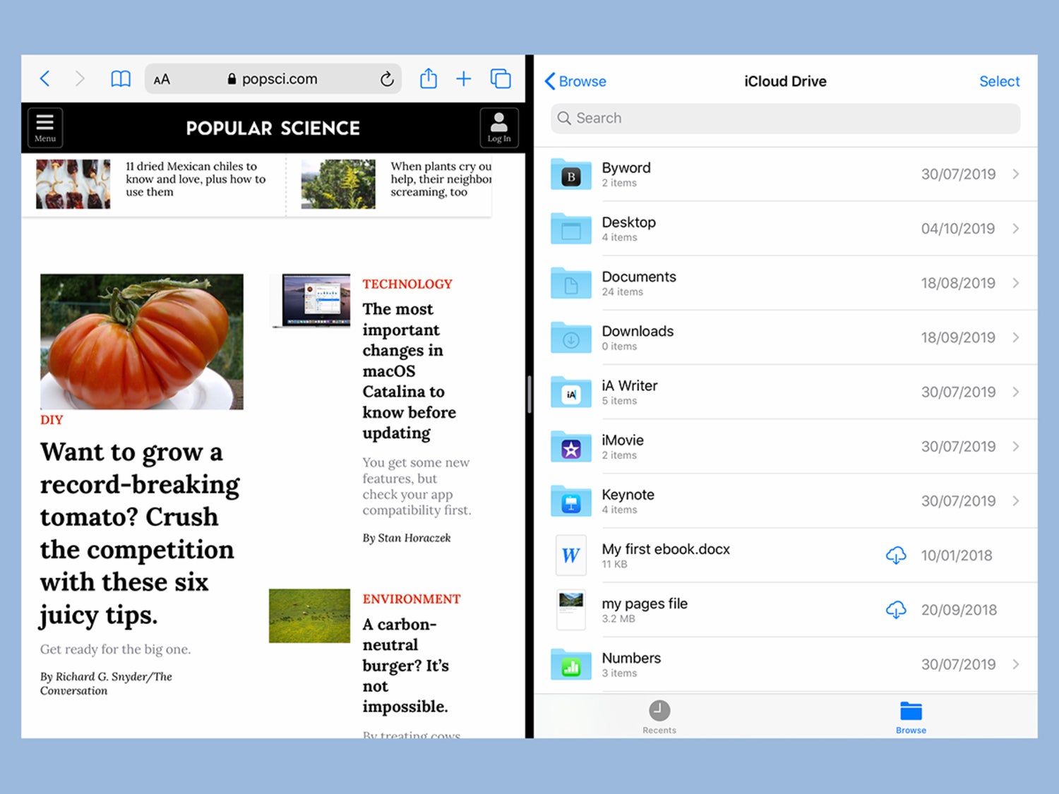 Vista dividida en iPadOS