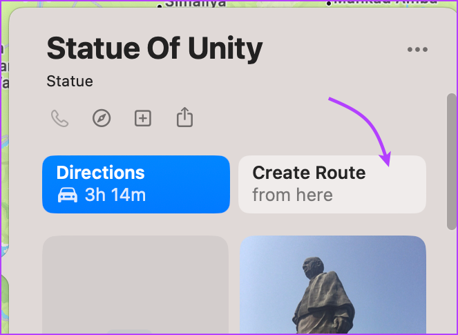 Haga clic en Crear ruta para comenzar a agregar paradas a Apple Maps