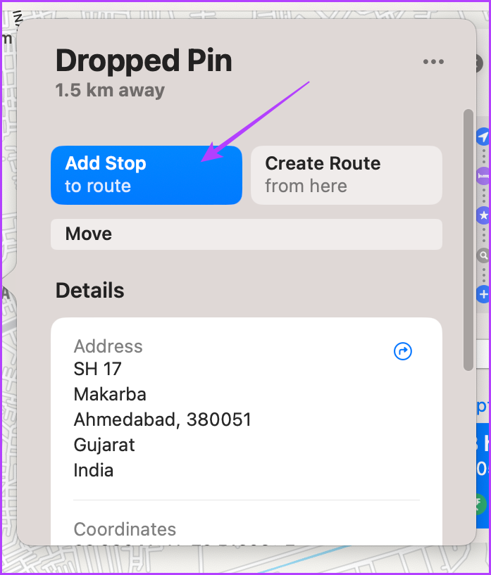 Agregue ubicaciones fijadas como paradas a Apple Maps