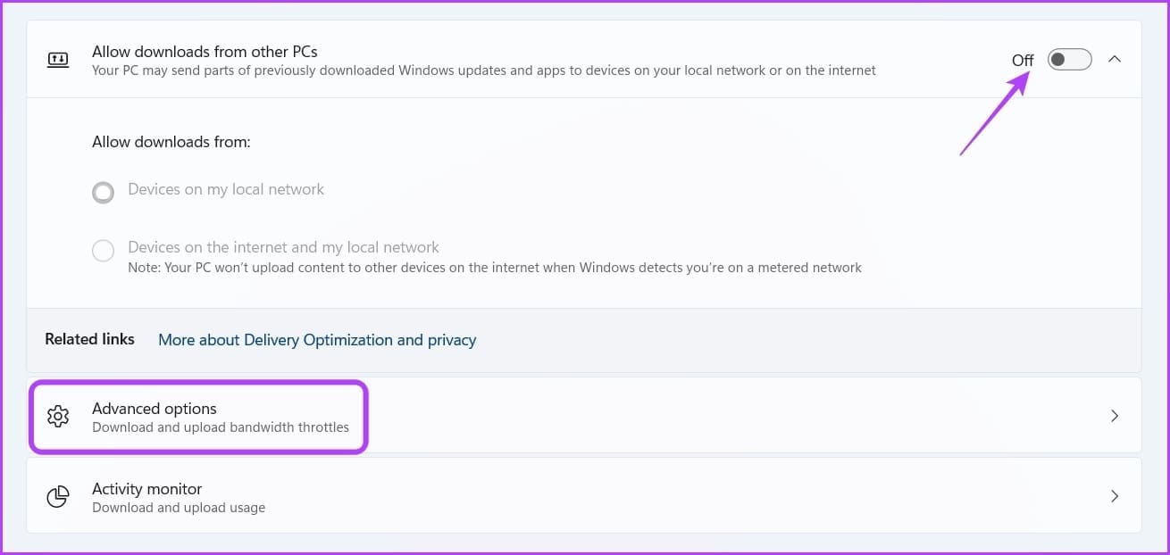 Permitir la descarga desde otra opción de PC en la aplicación Configuración
