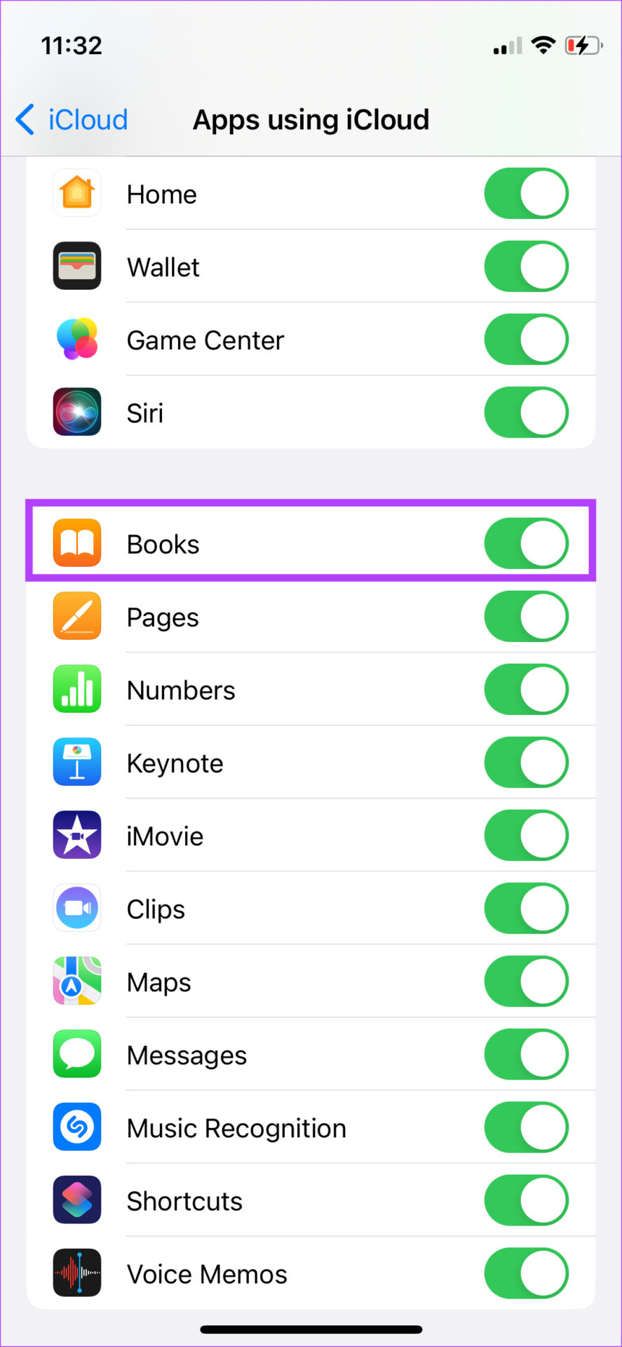 Conmutador de libros de Apple