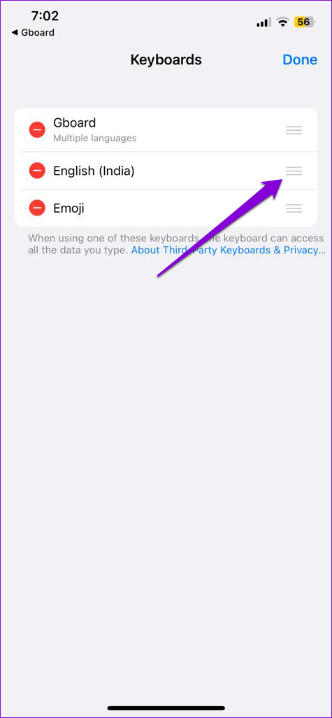 Cambiar la aplicación de teclado en iPhone