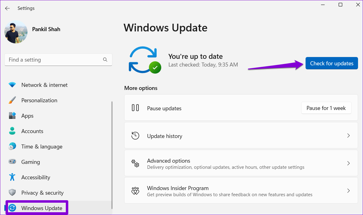 Buscar actualización de Windows