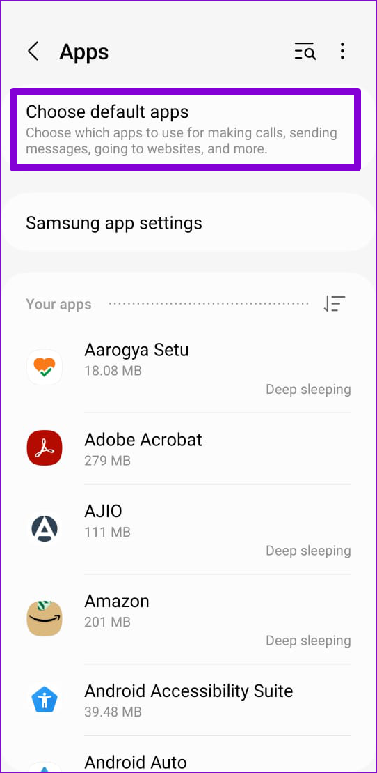Elija la aplicación predeterminada en Android