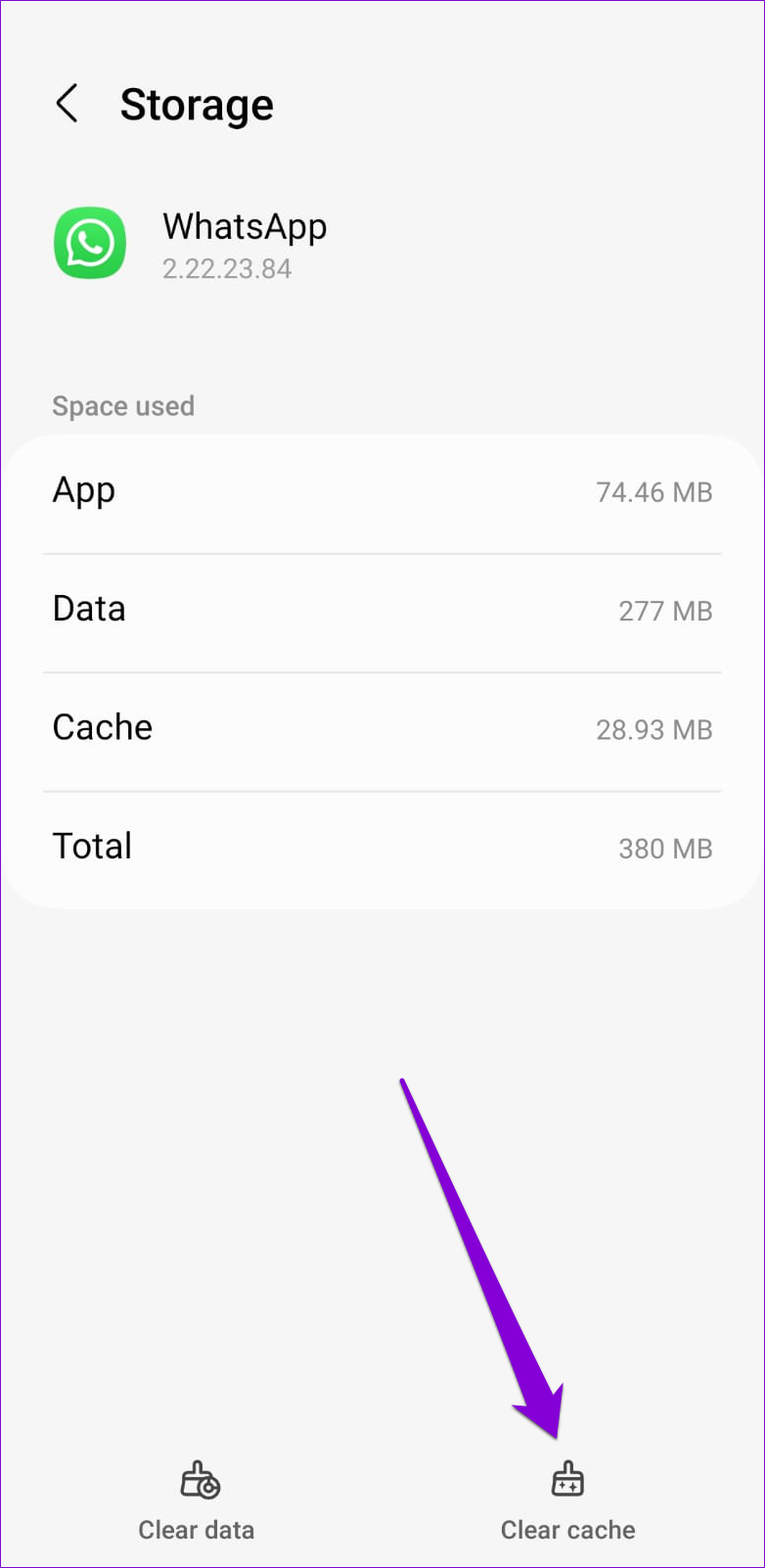 Borrar caché de WhatsApp