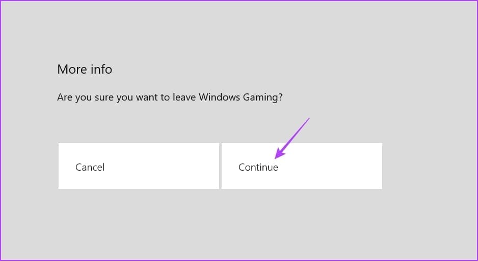 Botón Continuar de Xbox Insider Hub