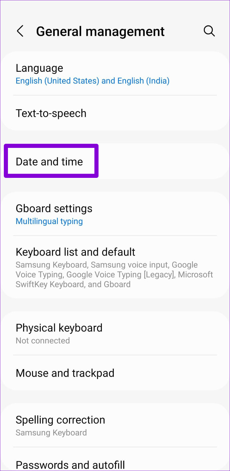 Configuración de fecha y hora en Android