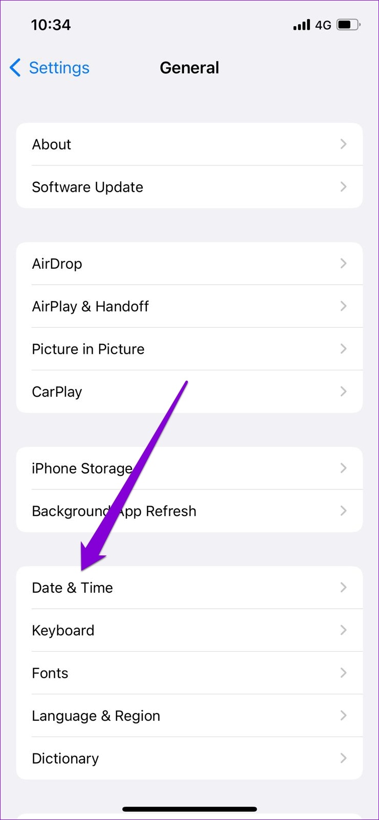 Ajustes de fecha y hora en iPhone