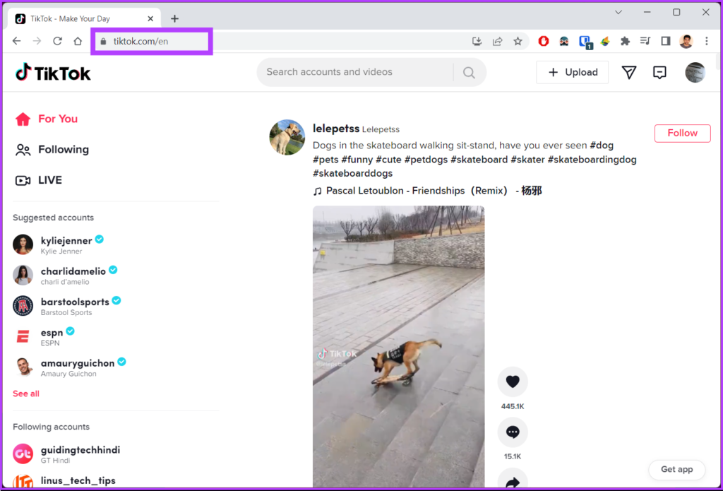 আপনার পছন্দের ব্রাউজারে TikTok খুলুন