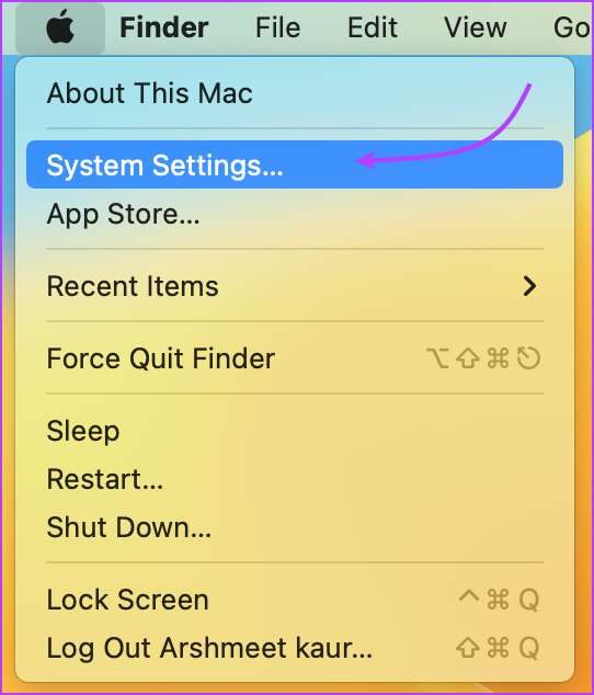 Click Apple Menu and then Systems Settings