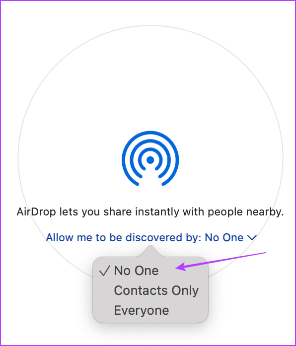 Select No One to disconnect AirDrop
