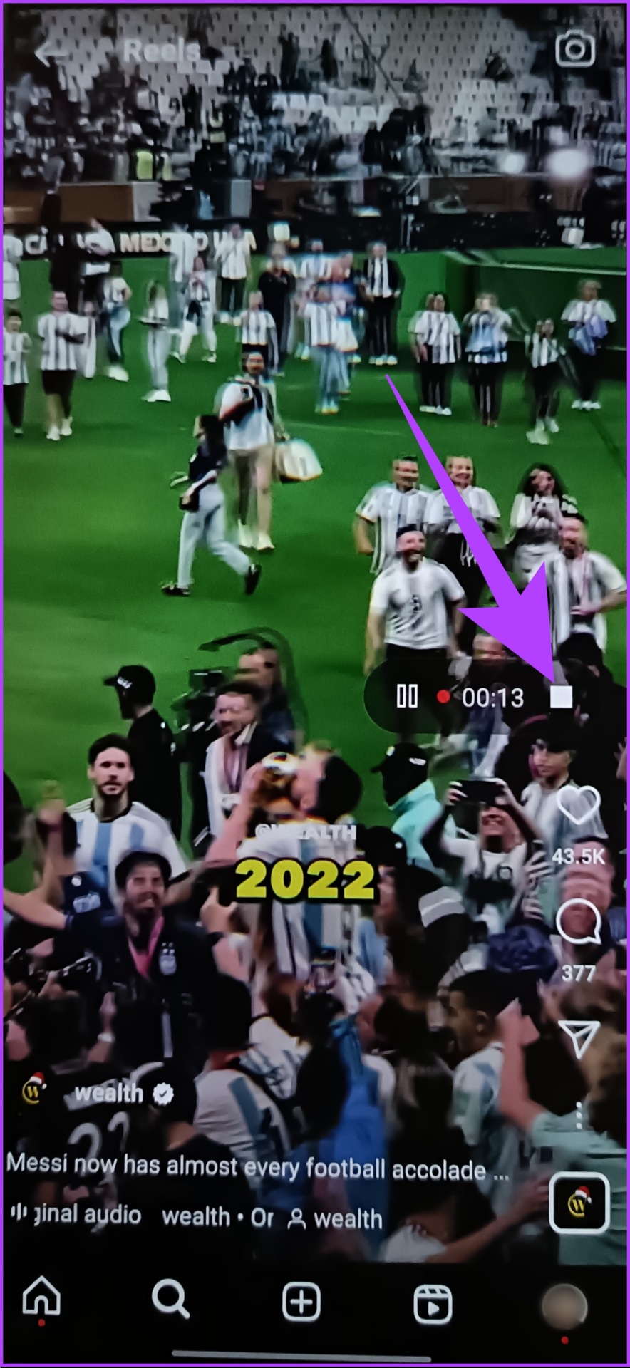 Haz clic en el cuadrado blanco para finalizar la grabación.