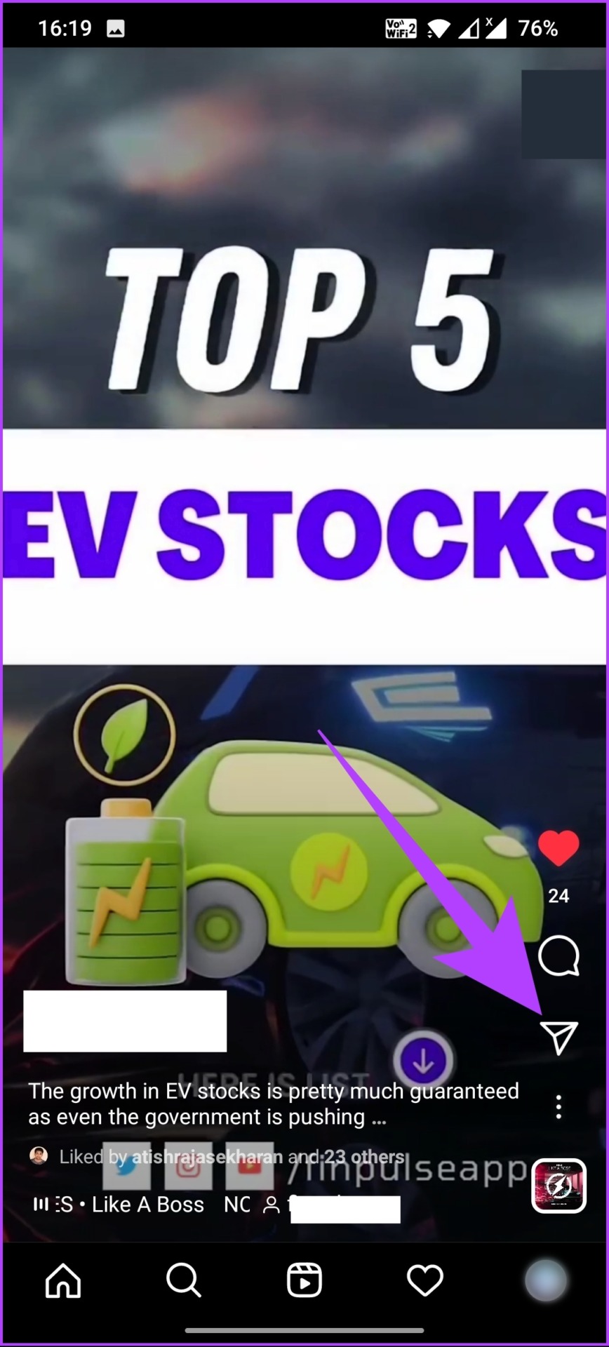 Toca el icono de enviar