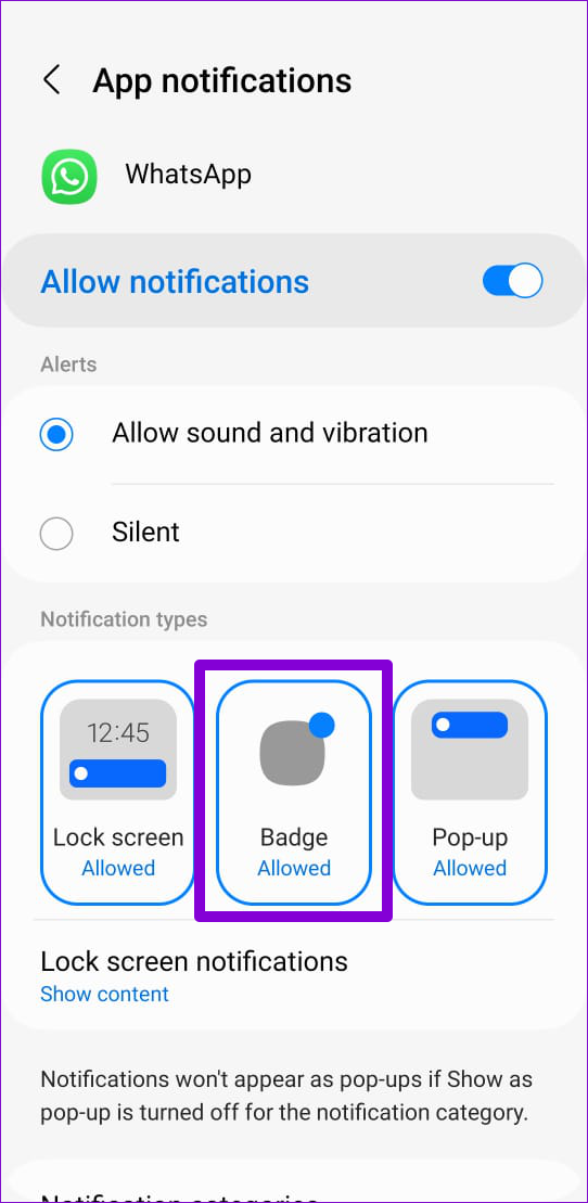 Habilitar insignias de íconos de aplicaciones para una aplicación en Android