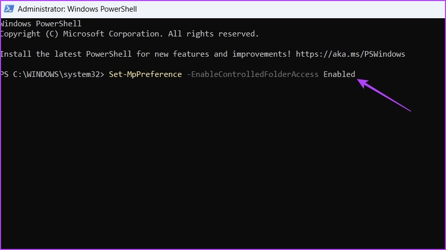 Habilitación de CFA en PowerShell