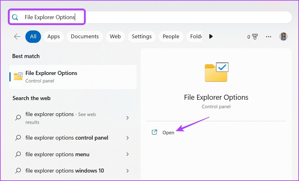 Opción Explorador de archivos en la búsqueda de Windows