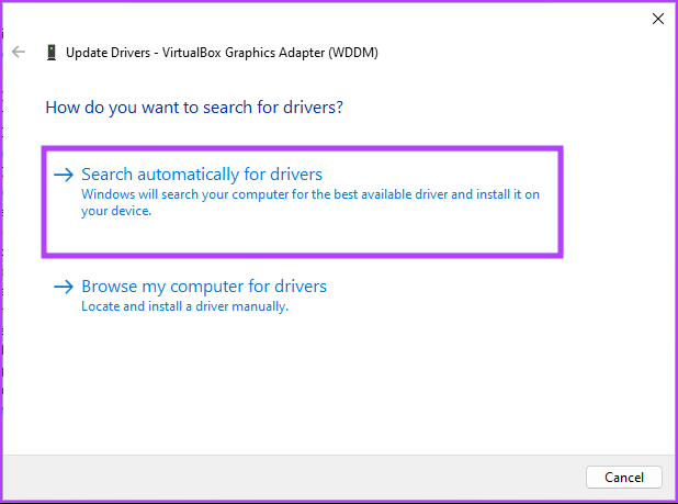 Select ‘Search automatically for drivers'