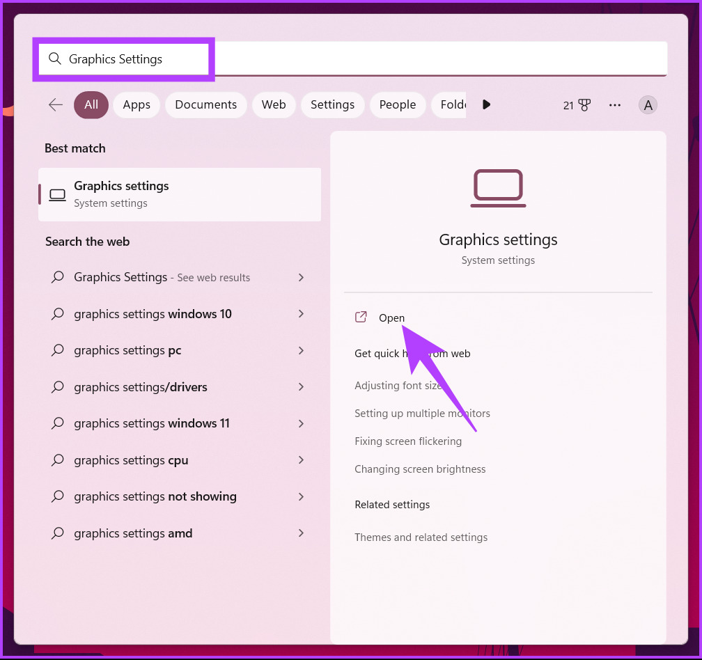 type Graphics Settings