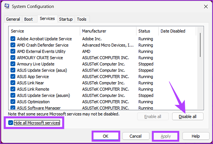choose to Disable all button