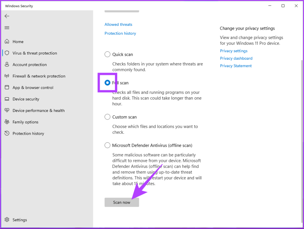 choose Full scan and click on Scan now button