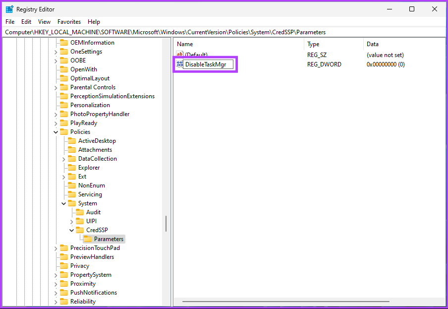 Escriba DisableTaskMgr