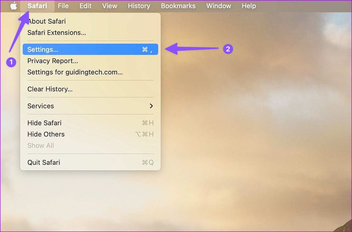Abra la configuración de Safari