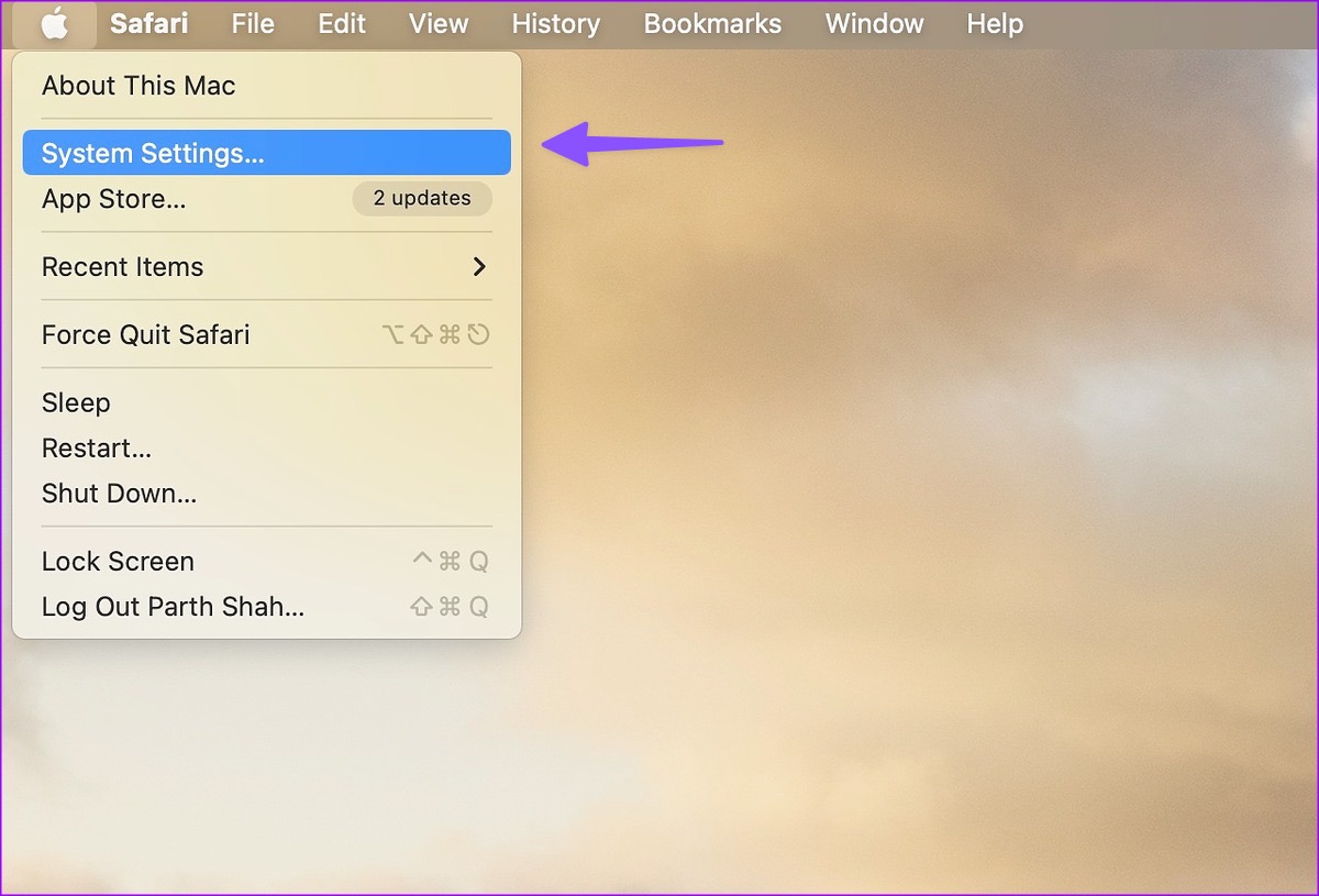Abra la configuración de Mac
