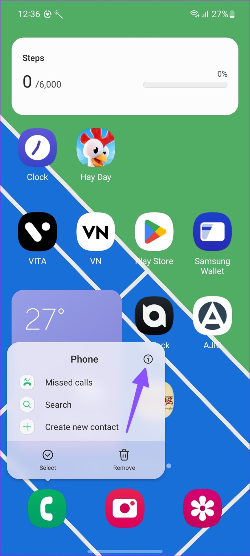 Abre el menú de información del teléfono.