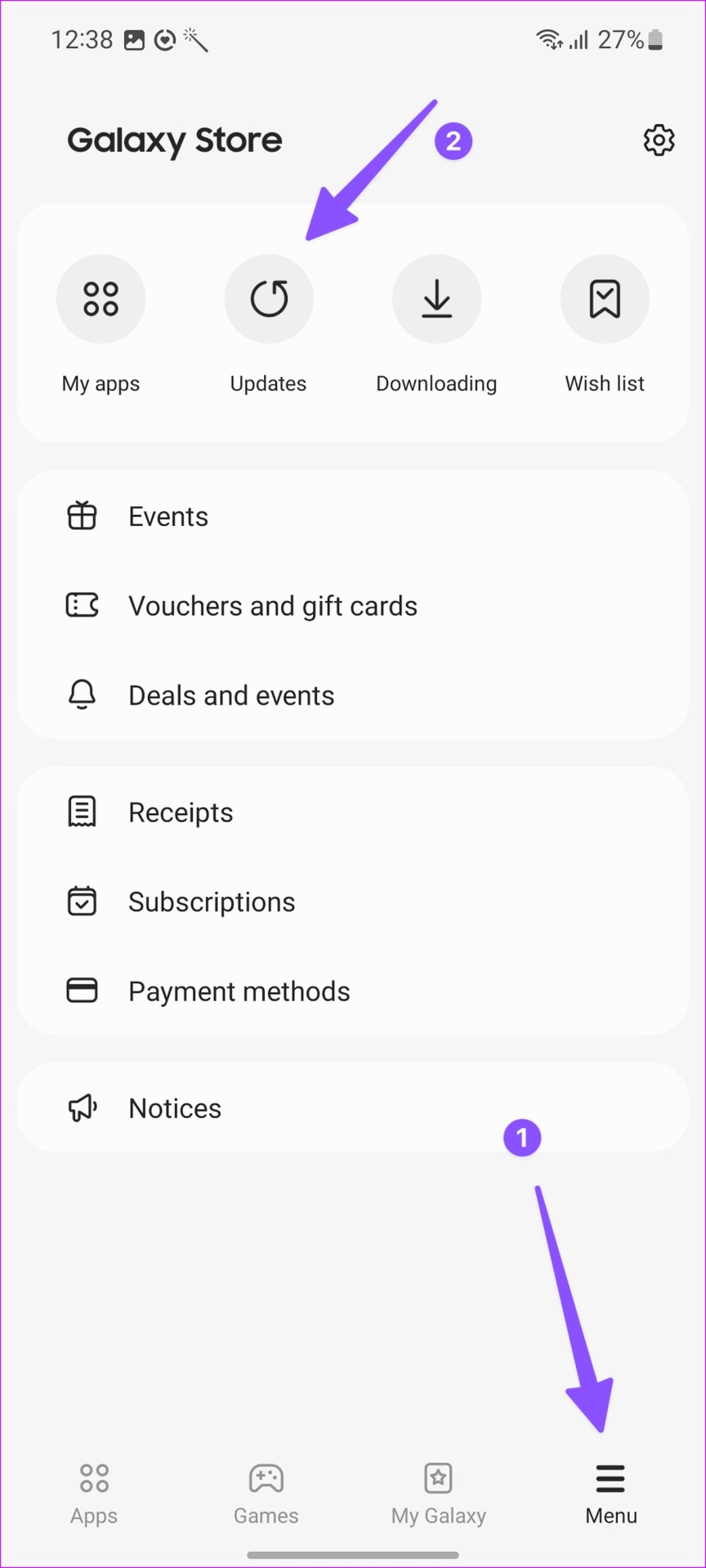 Actualización en Galaxy Store