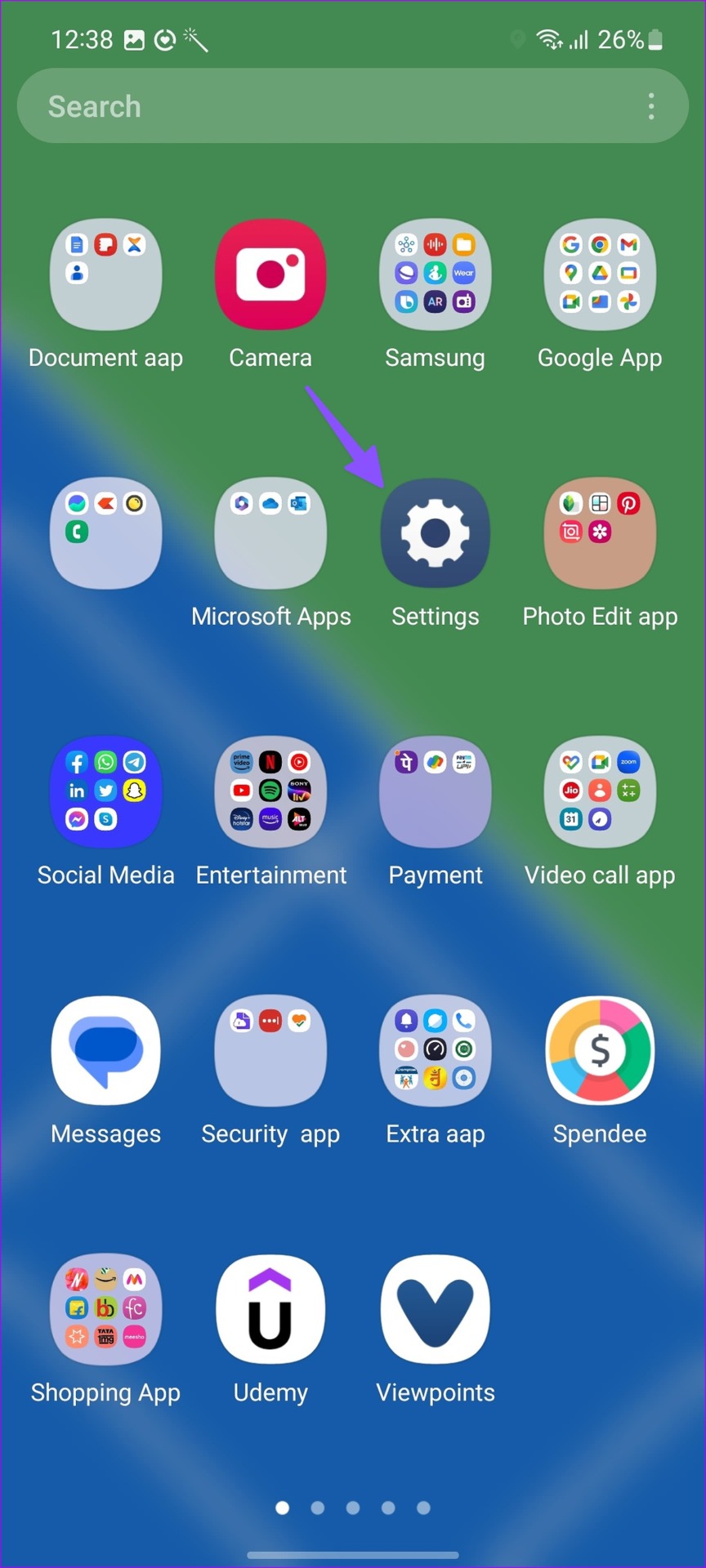 Abra la configuración del teléfono Samsung