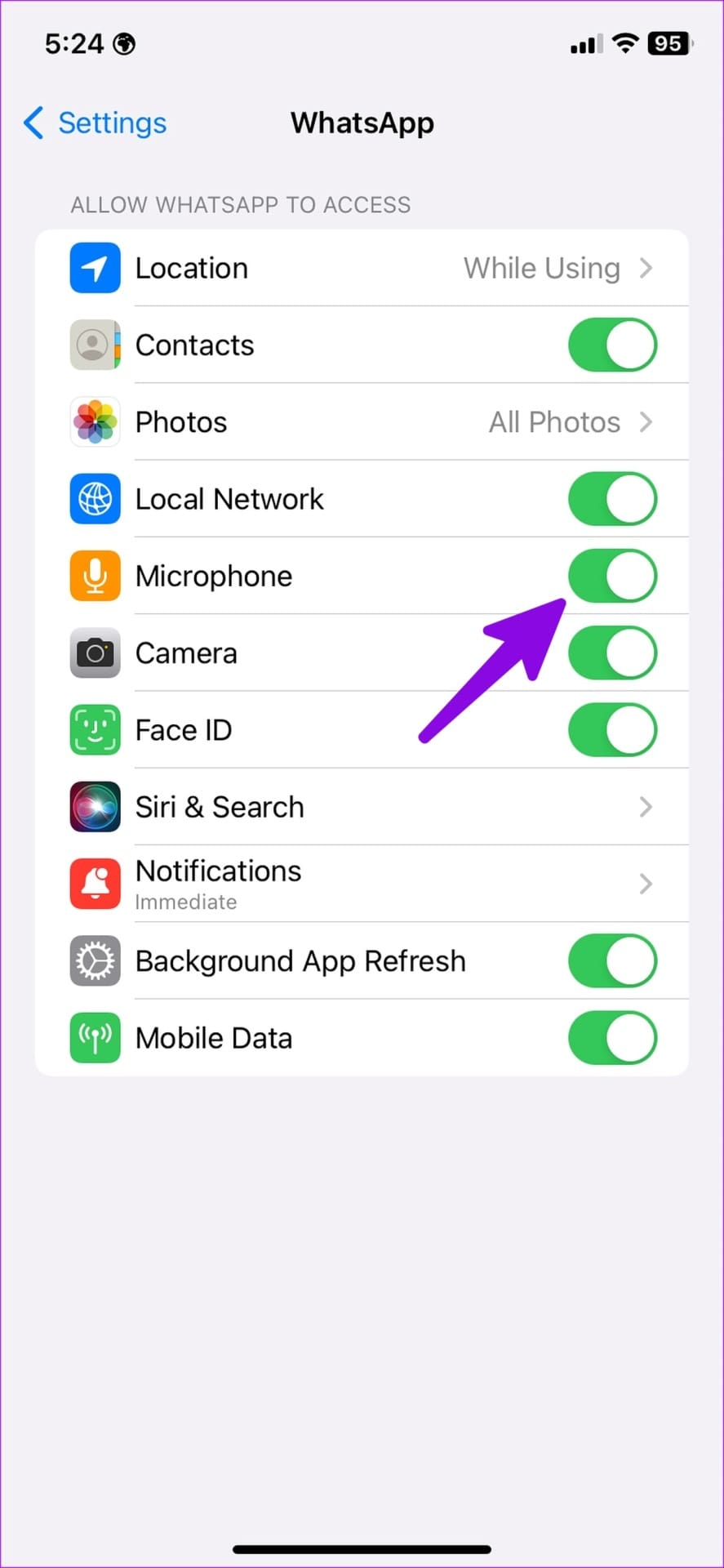 Habilitar micrófono para WhatsApp