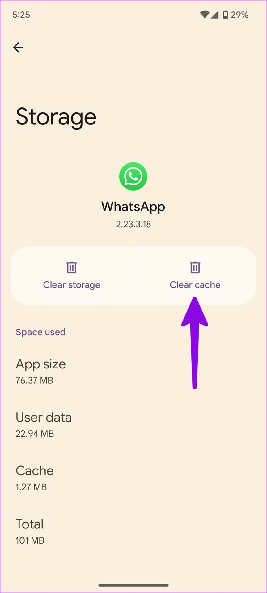 Borrar caché para WhatsApp