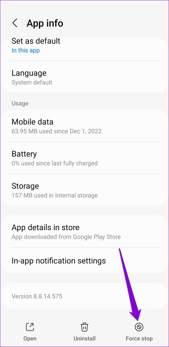 Forzar la detención de Spotify en Android