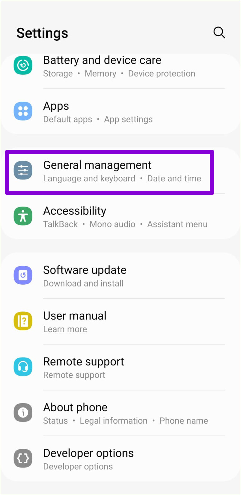 Gestión general en Android