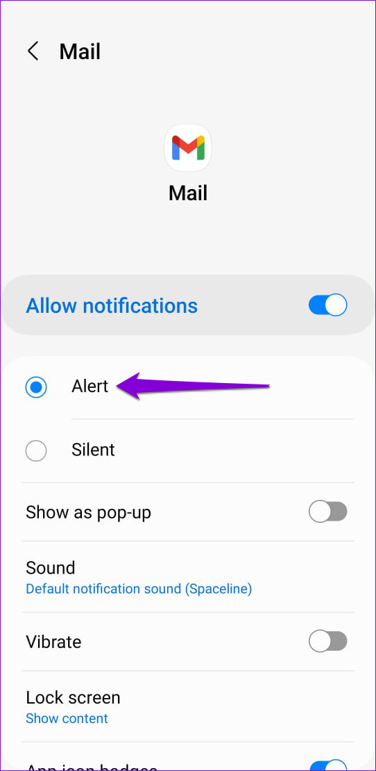 Sonido de notificación de la aplicación de Gmail en Android