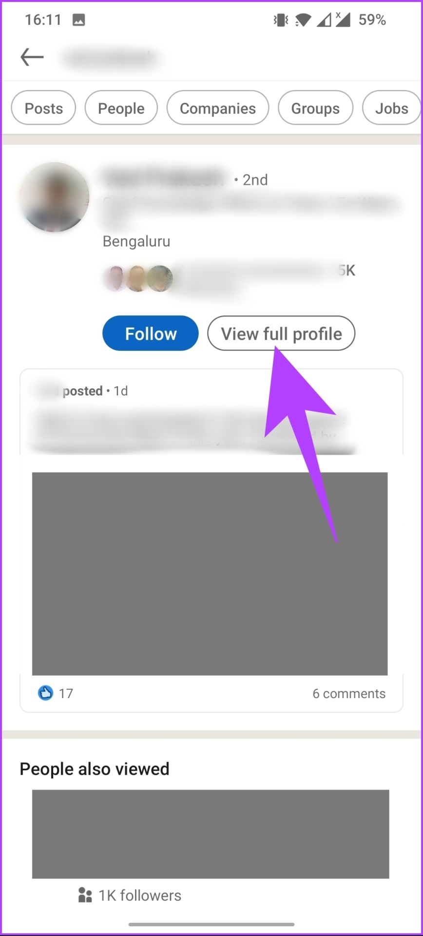 Toque el botón 'Ver perfil completo'