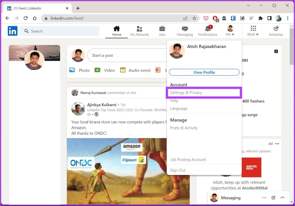 Seleccione 'Configuración y privacidad'.