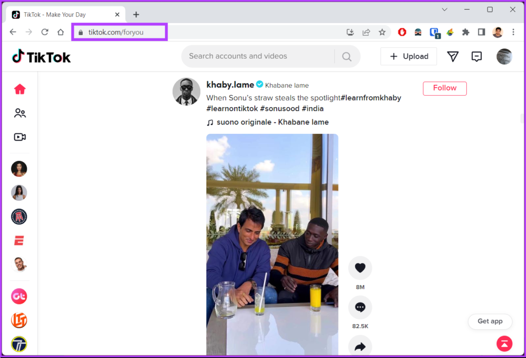 Abre TikTok en tu navegador preferido