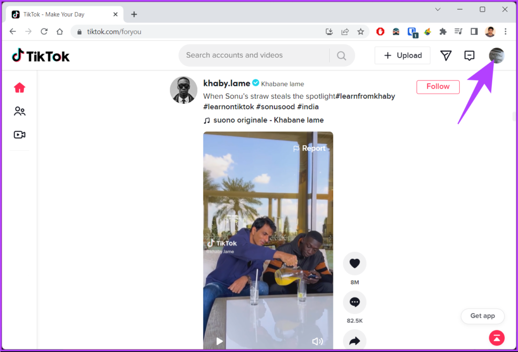 Haz clic en tu foto de perfil en la esquina superior derecha