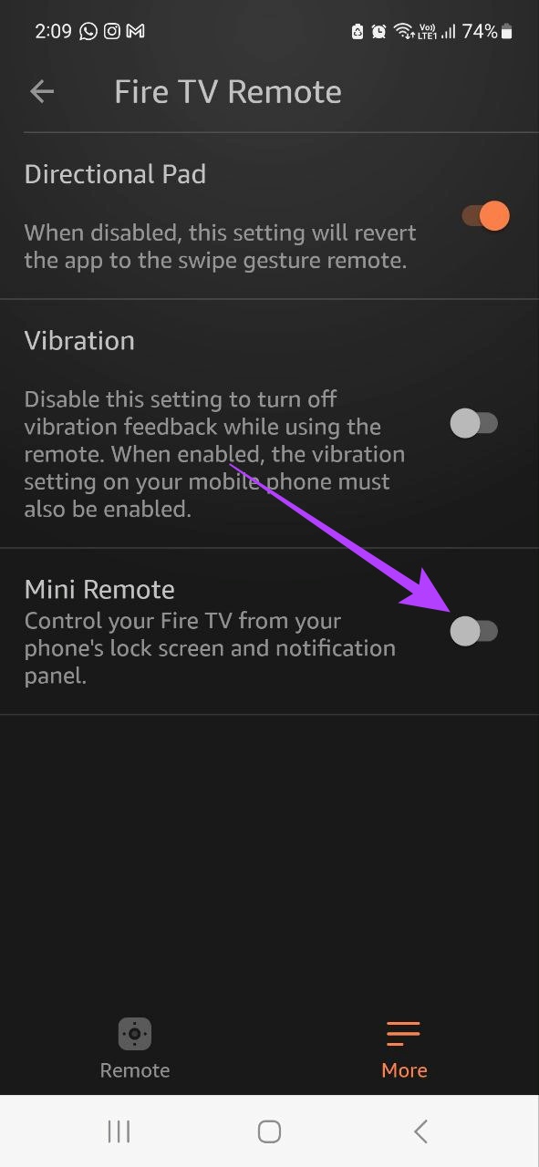 Toque el botón Mini Remote para encenderlo