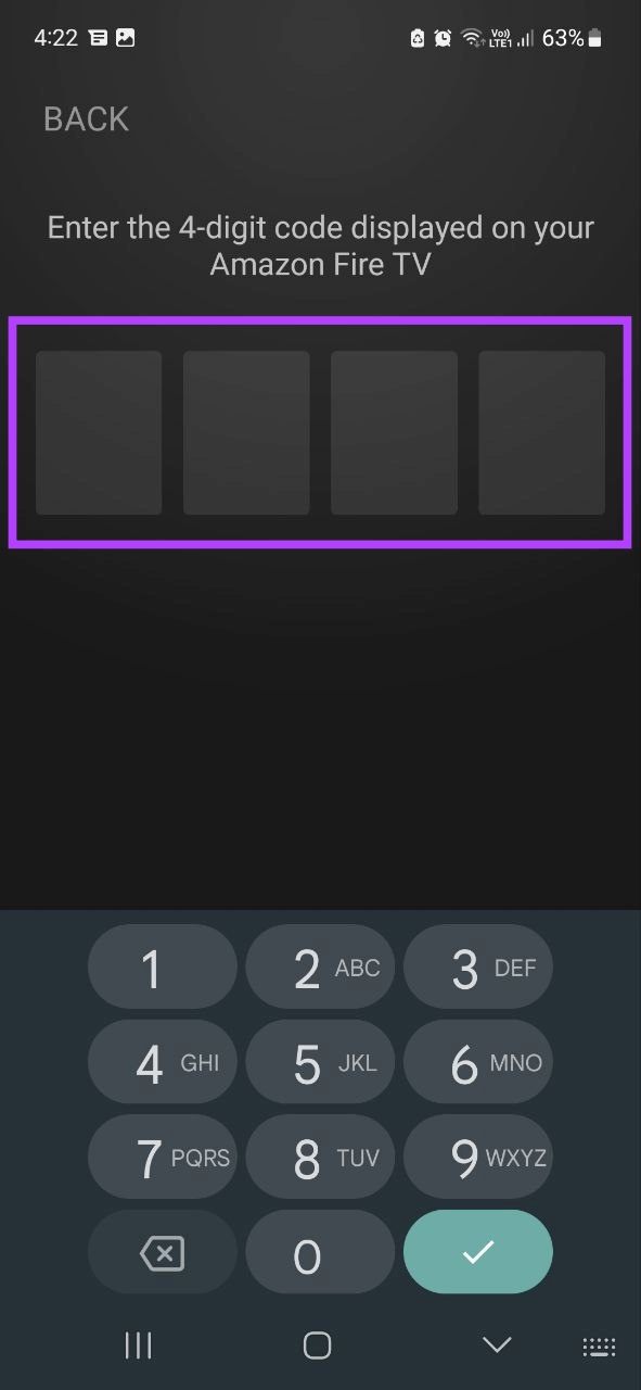 Ingrese el PIN en la aplicación Fire TV