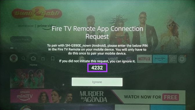 Pin de emparejamiento de la aplicación Fire TV
