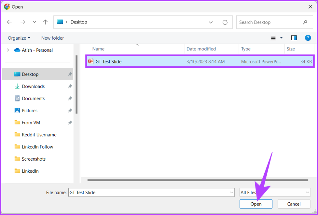 Seleccione el archivo de su PC y haga clic en Abrir