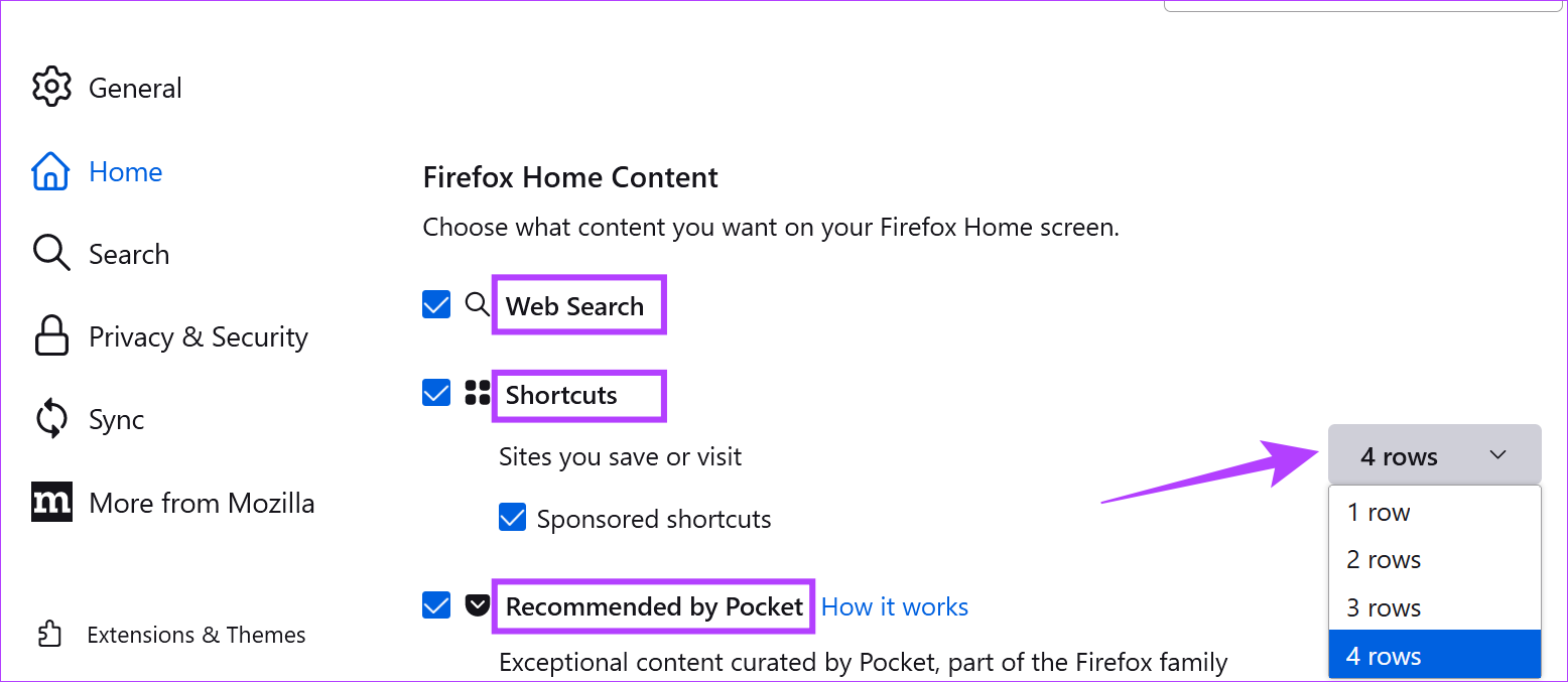 Pestaña de contenido de inicio de Firefox Pt 1