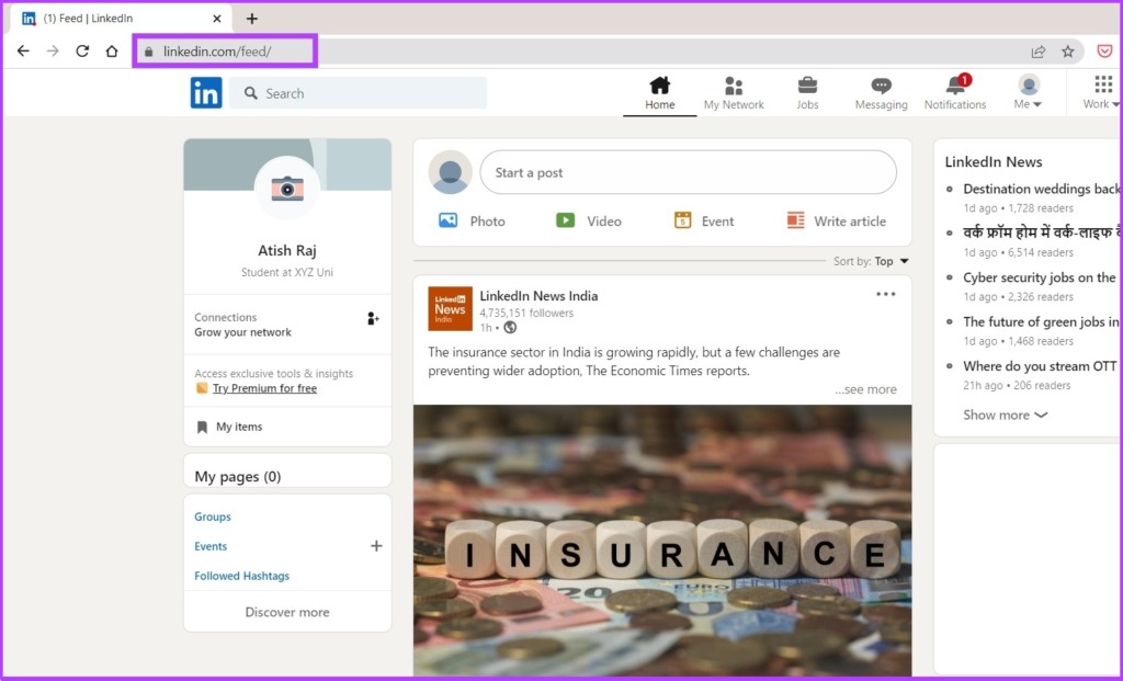 Ve a LinkedIn e inicia sesión