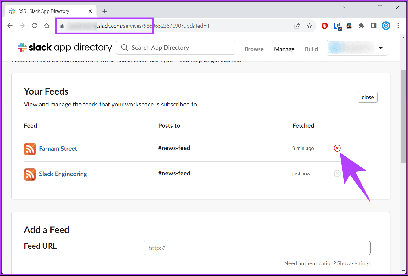 click the X next to them