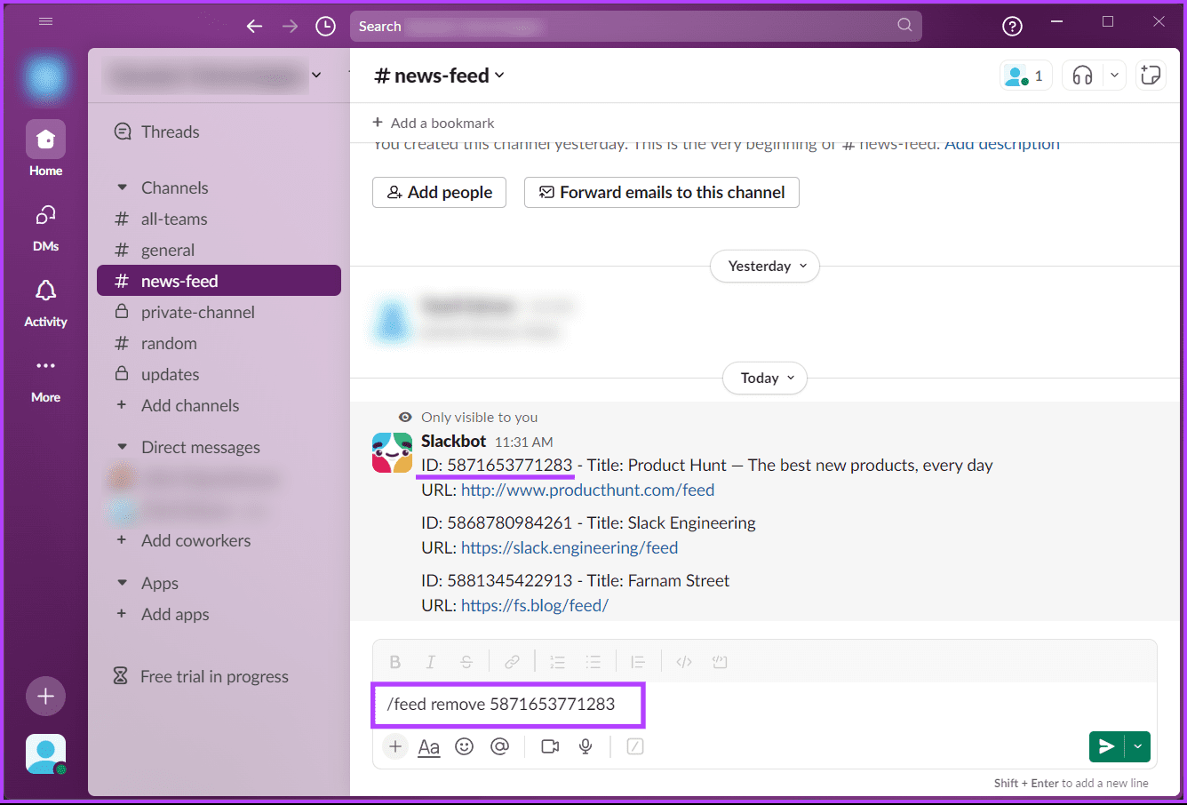 type the below command to unsubscribe