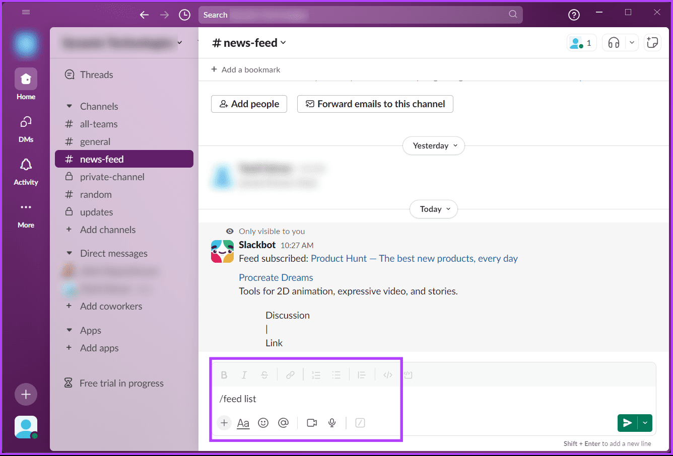 type the below command to see the list