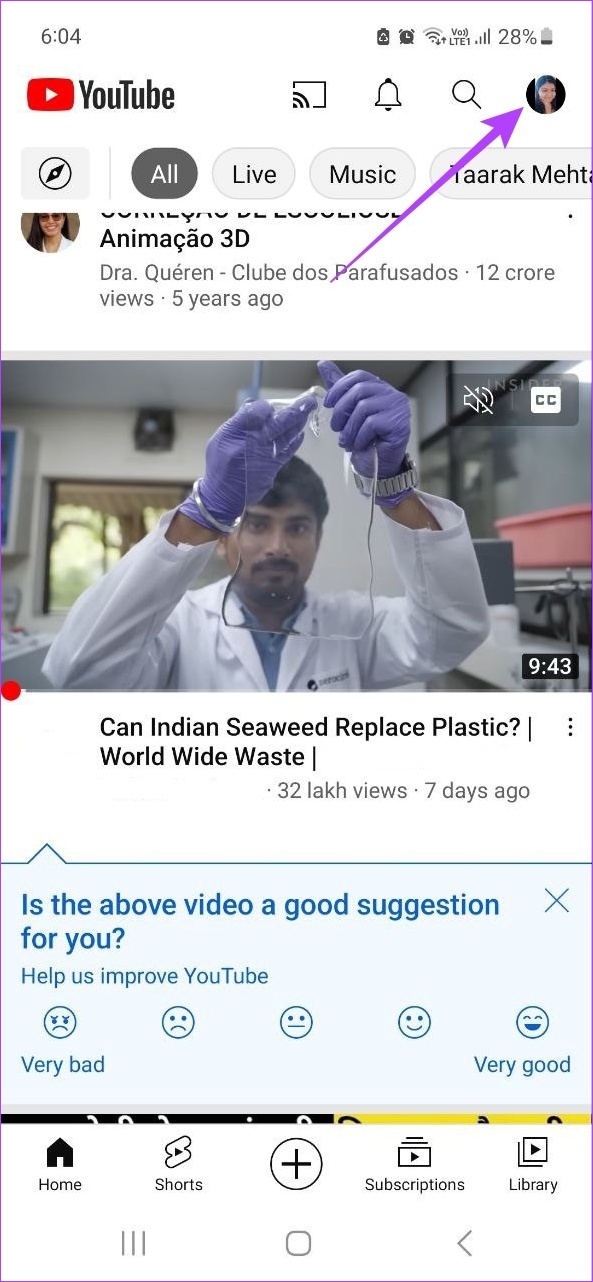 Toca el ícono de tu perfil