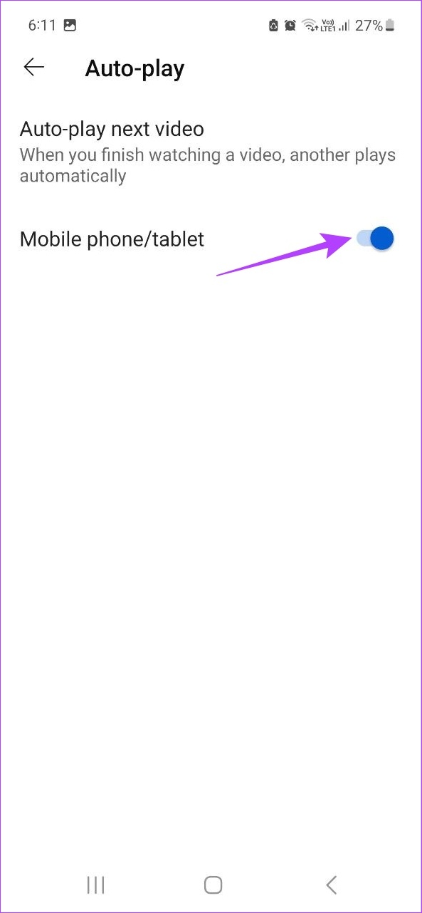 Toca el interruptor junto a Teléfono móvil/tableta